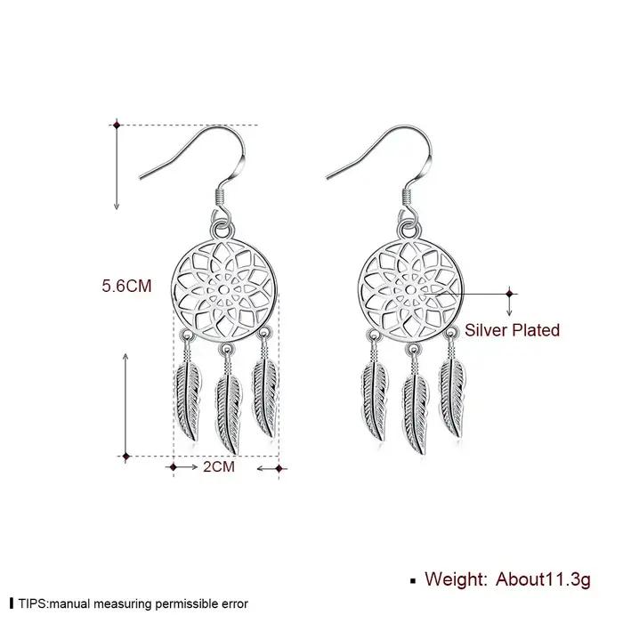Boucles d'oreilles avec breloque attrape-rêves en argent sterling 925 avec plumes pour femmes