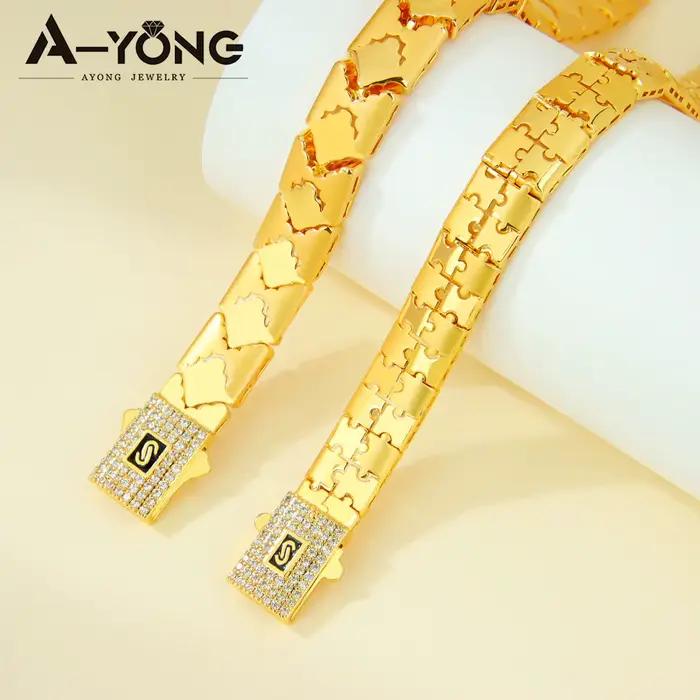 Bracelet en zircone Hip Hop de dubaï plaqué or 21 carats