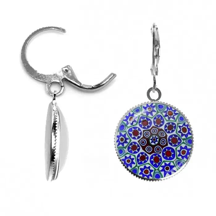 Boucles d'oreilles en forme de fleur de Murano Millefiori