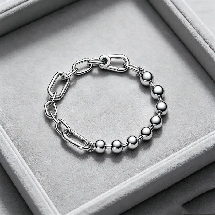 Bracelet Original Me en Argent Sterling 925 avec Perles Rondes pour Femme – Bijou de Luxe Tendance
