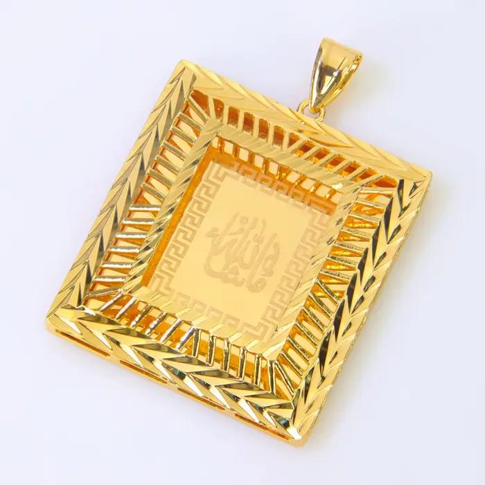 Collier Hip Hop arabe islamique plaqué or 21 carats, pendentif exotique de mode de dubaï, marocain N