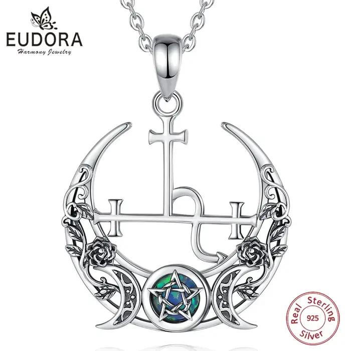 Collier en argent sterling 925 avec pendentif Lilith Moon opale pour femmes et hommes occasions spéciales déesse Lilith symbole puissance individuelle