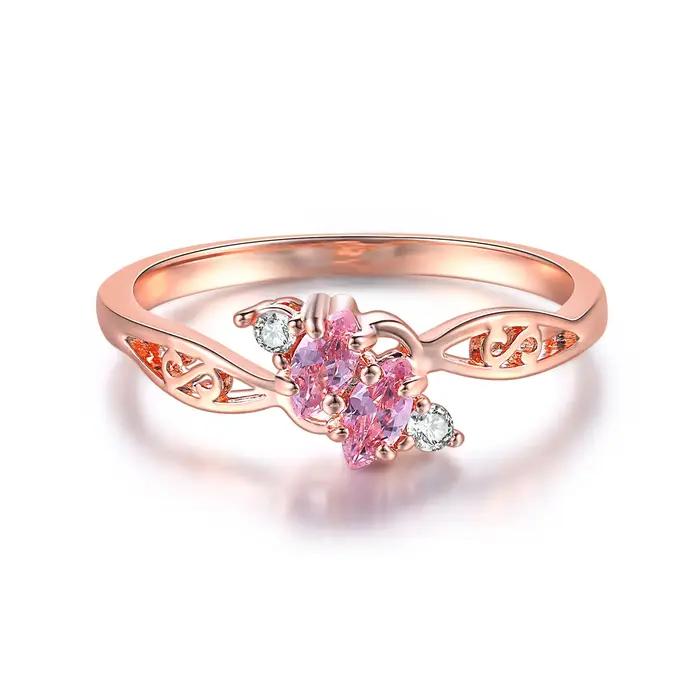 Bagues délicates en cristal Rose or pour femmes