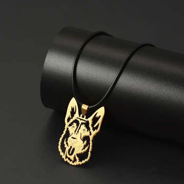 Collier tête de loup en acier inoxydable pour hommes et femmes