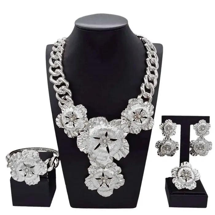 Collier pour femmes mode nouvelle chaîne cubaine collier or fleur pendentif luxe mariage Bijoux plaq