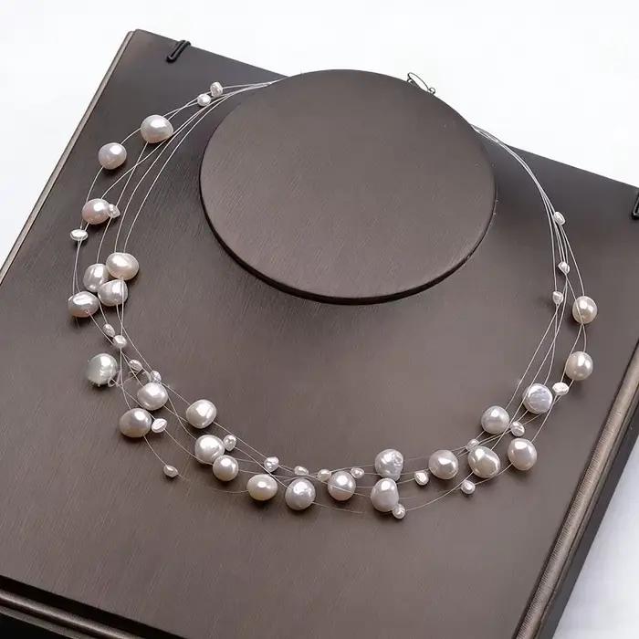 Collier de perles baroques d'eau douce naturelles pour femmes