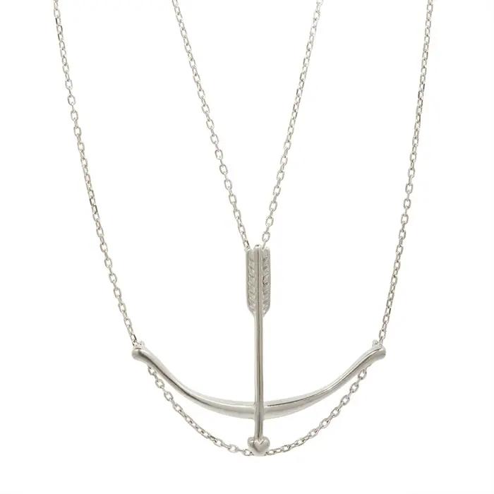 JINHUI Archer collier pour femmes en acier inoxydable métal 18 K couleur or arc et flèche pendentif