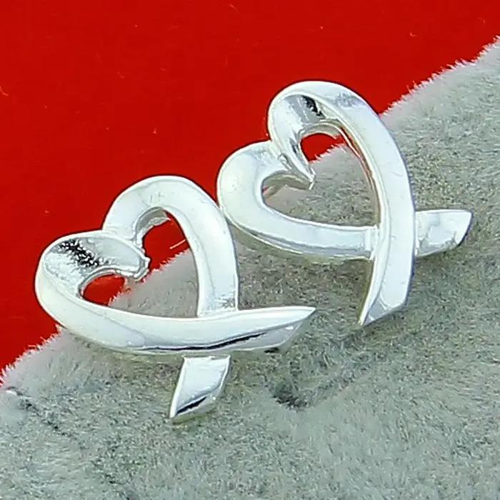 Boucles d'oreilles en forme de cœur en argent Sterling 925