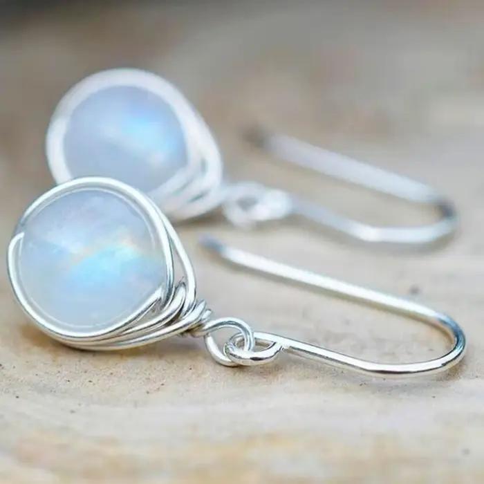 Huitan – boucles d'oreilles fantaisie en perles bleues transparentes pour femmes, accessoires de Style frais, à porter quotidiennement, à la mode, nouveau