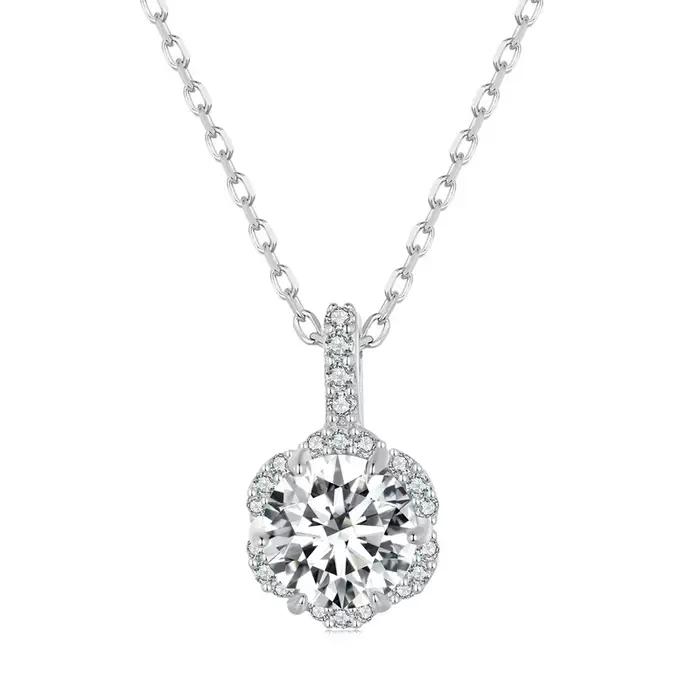 Bamoer U – collier Moissanite 1CT en argent Sterling 925, Design unique entouré de Zircon, collier c