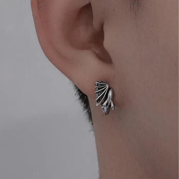 Boucles d'oreilles dragon longues en argent sterling 925 pour femmes style punk ailes rétro hip hop bijoux polyvalents cadeau d'anniversaire engagement mariage occasionnels