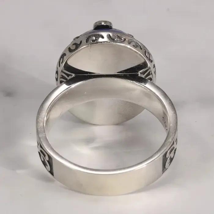 Bague Damon Salvatore en argent Sterling 925 véritable avec pierre Lapis Lazuli pour homme et femme bijou de mariage et occasion spéciale