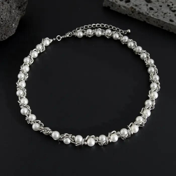 Collier de perles imitations élégant pour hommes style classique occasion spéciale polyvalent bijoux mode