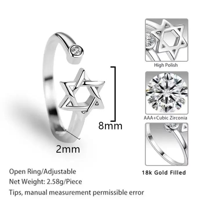 YILUOCD – bague juive en Zircon hexagonal creux pour femmes