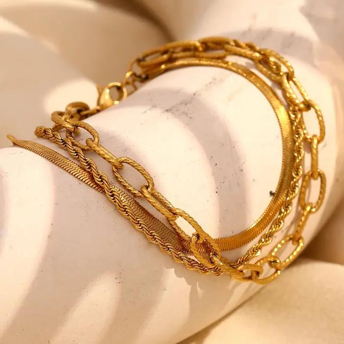 La.Muses – Bracelet chaîne combinée à 3 couches