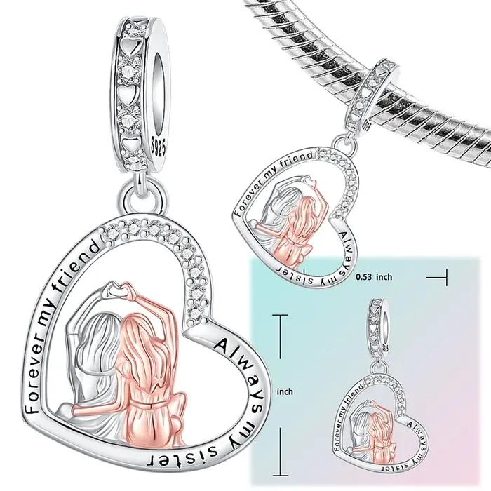 Breloques d'amour en argent sterling 925 pour mère