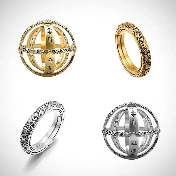 Bague Astronomique en Alliage de Zinc avec Design Géométrique Vintage pour Fête et Cadeaux Spéciaux Unisexes