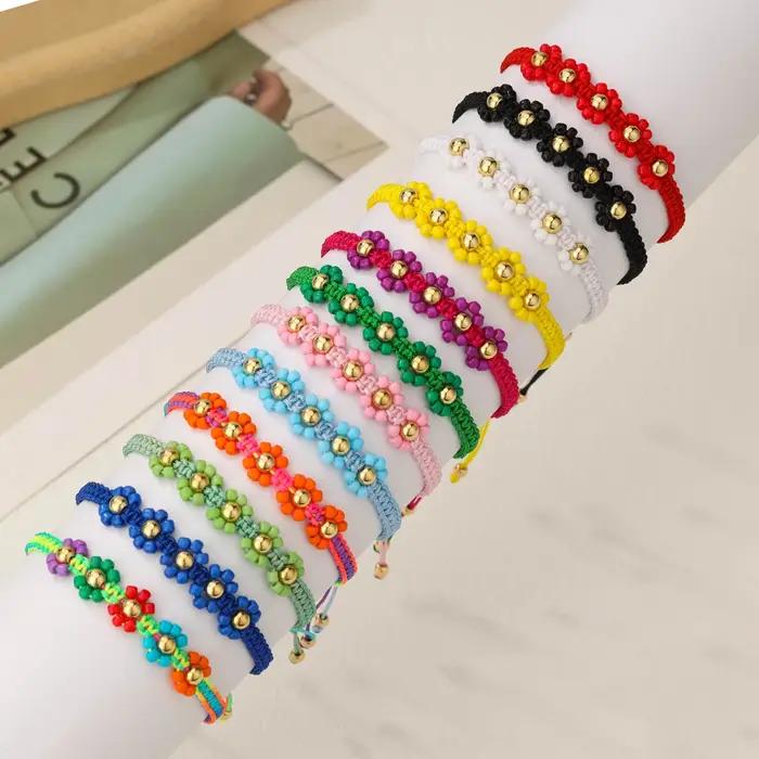 12 ensembles de bracelets réglables colorés en perles de verre tissées à la main bohème peuvent fair