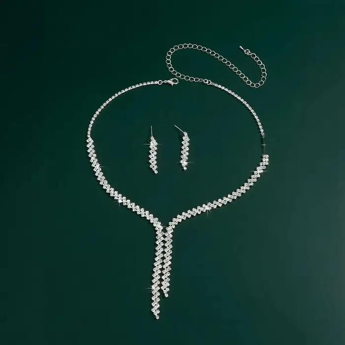 Style coréen à la mode frange collier boucle d'oreille ensemble de bijoux de luxe mariée robe