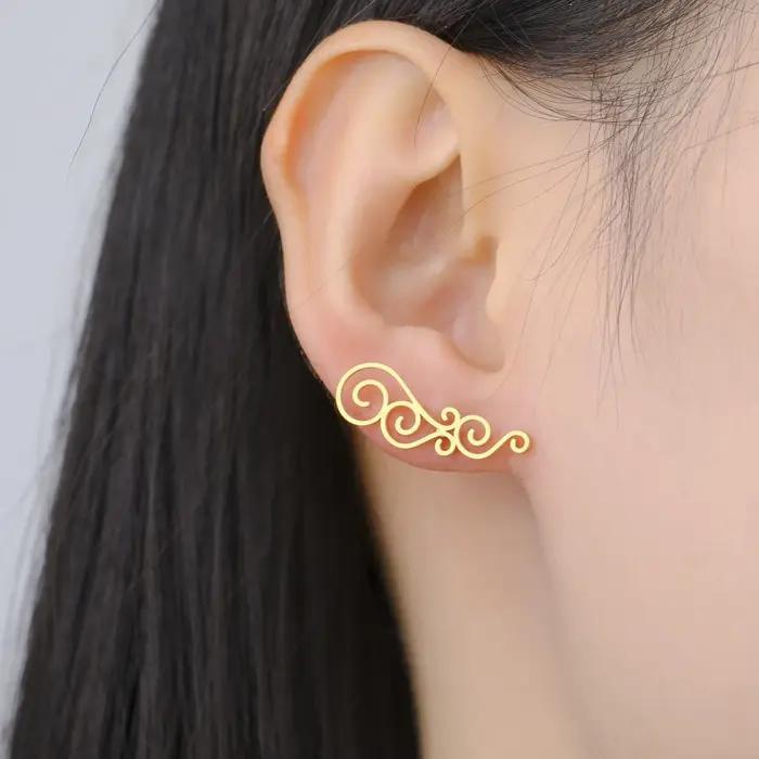 Boucles d'oreilles spirales florales en filigrane acier inoxydable pour femmes occasions spéciales cadeau anniversaire engagement fête