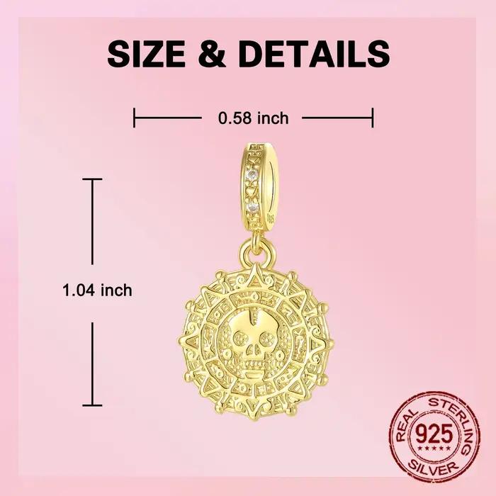 925 argent Sterling doré rétro crâne maya calendrier pendentif breloque ajustement Original bracelets porte-bonheur femmes bijoux à bricoler soi-même cadeau