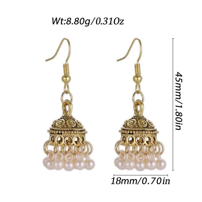 Boucles d'oreilles indiennes classiques rétro couleur or pour femmes