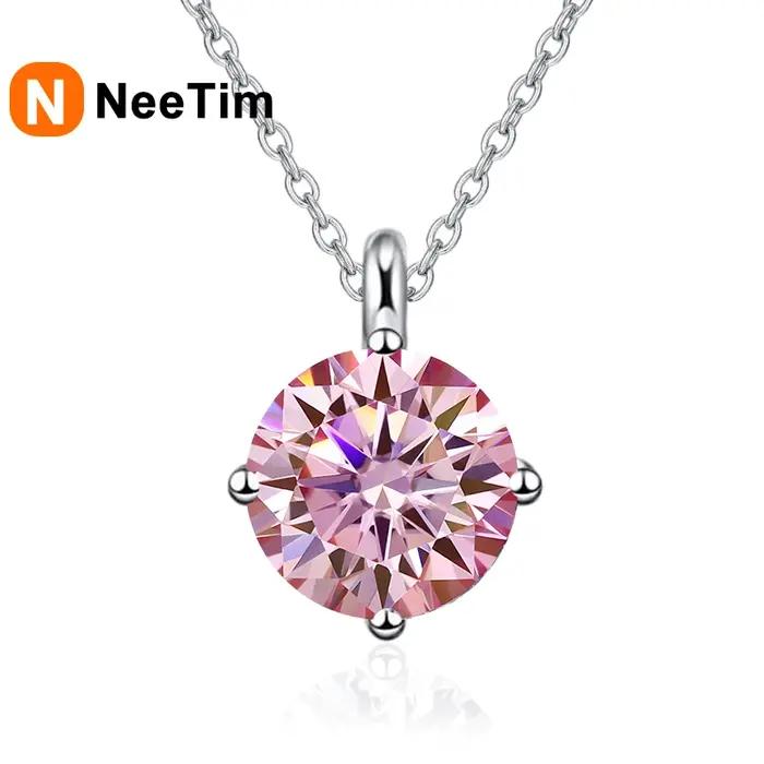 Neequer1CT-Collier pendentif en véritable moissanite pour femme