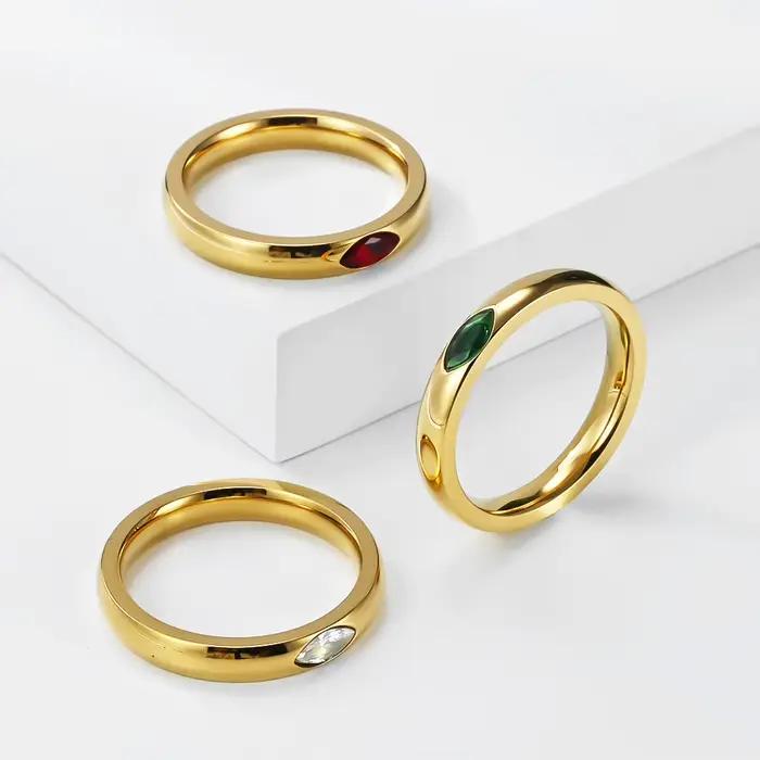 Bague en cristal taille marquise anti-ternissement pour femme