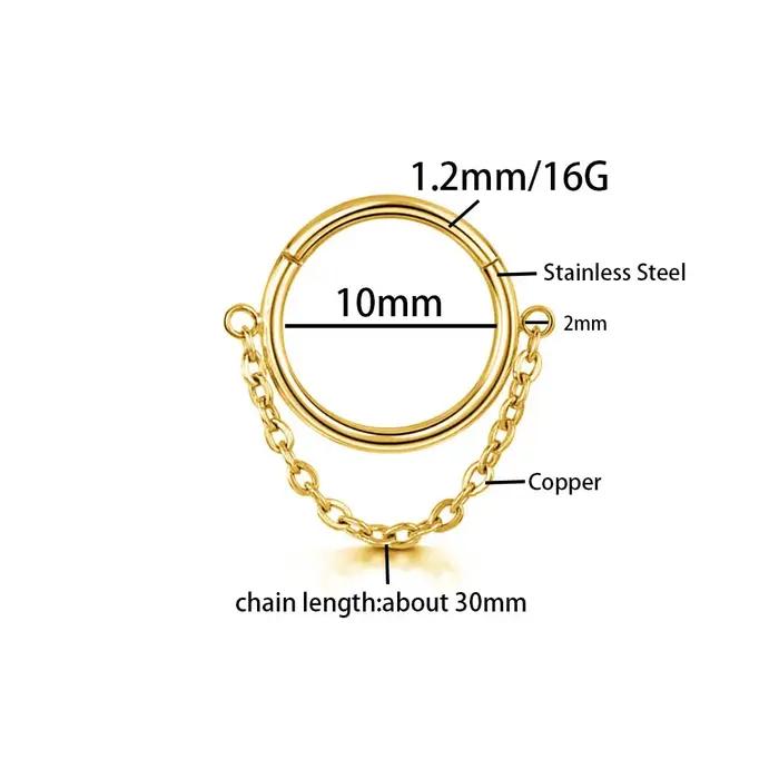 16G chaîne en acier inoxydable conque oreille Piercing articulé Clicker Segment Septum