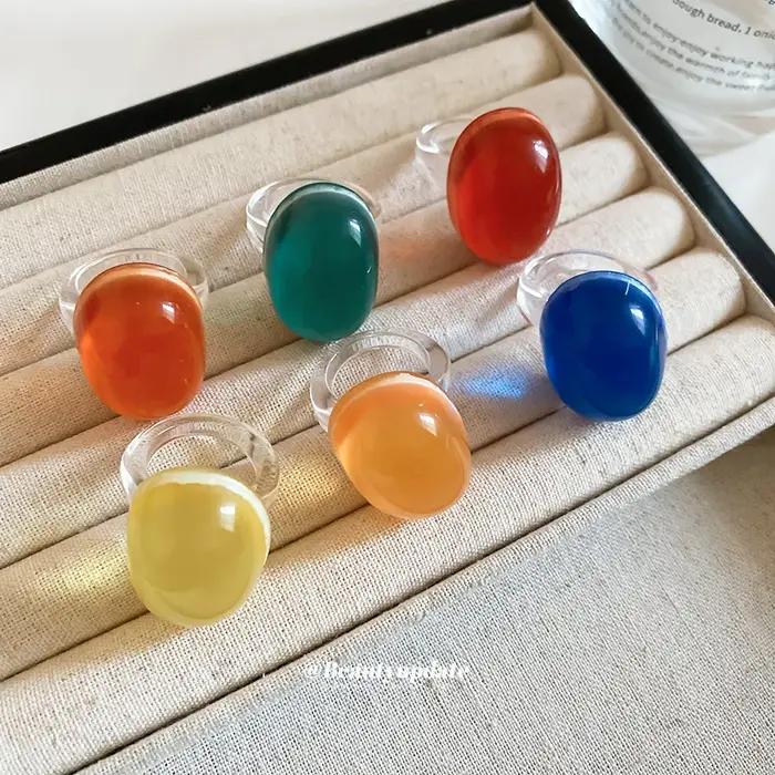 Bague ovale en résine, bijoux élégants pour femmes