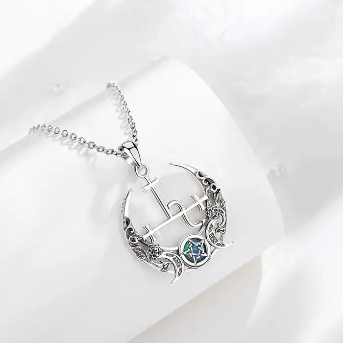 Collier en argent sterling 925 avec pendentif Lilith Moon opale pour femmes et hommes occasions spéciales déesse Lilith symbole puissance individuelle