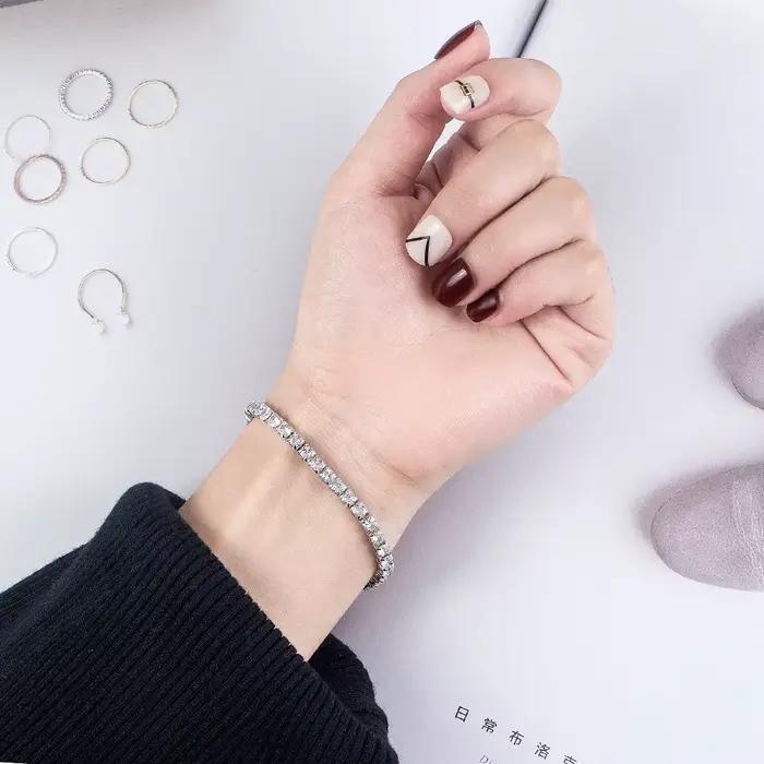 Vehong-Bracelet en argent regardé S925 avec balle de tennis pour femme