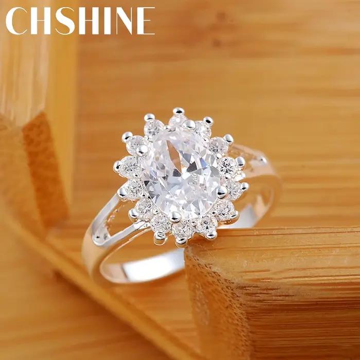 Marques populaires 925 en argent Sterling cristal fleur moissanite diamant anneaux pour les femmes m