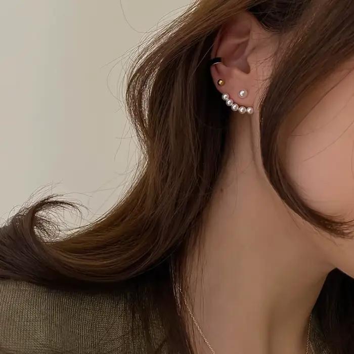Nouvelles boucles d'oreilles clous imitation perle pour femme