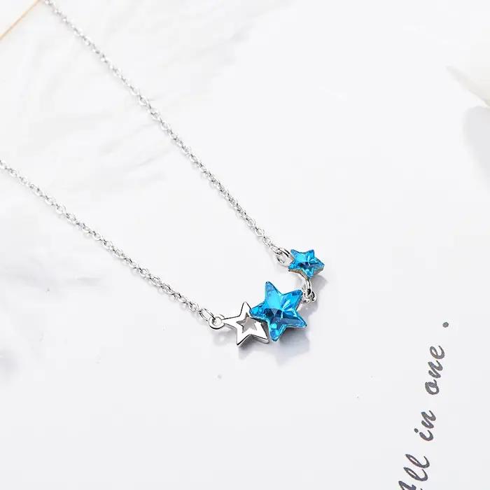 Collier pendentif étoile brillante en argent regardé 925 pour femmes et filles