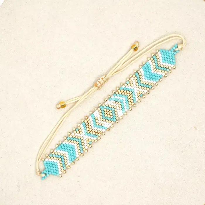 Bracelet de perles de riz tricot à la main vague graphique mode perlée géométrie Simple bohême femme mâle