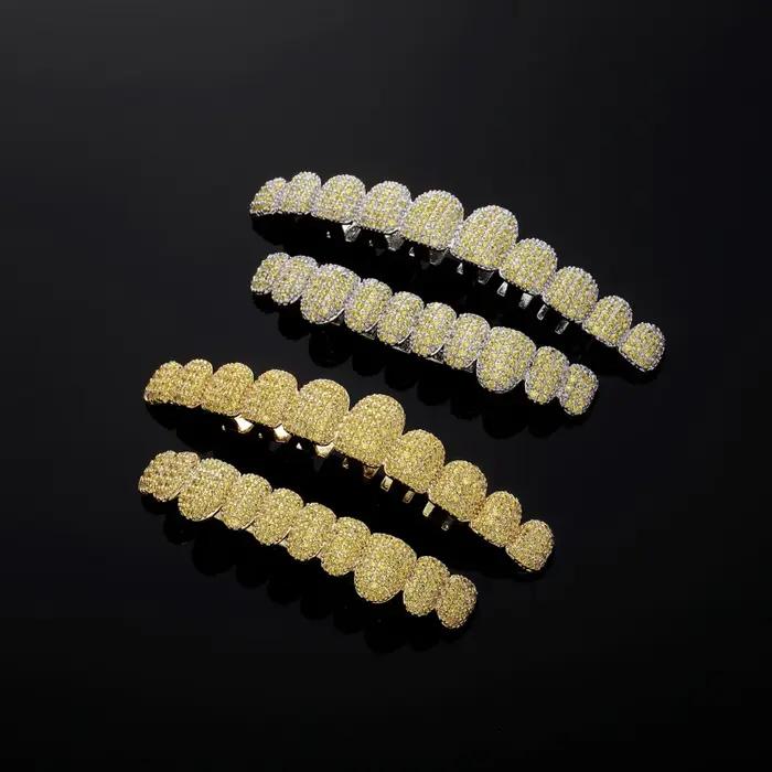 Bague de dents en cuivre sertie de pierres artificielles avec design géométrique pour hommes et femmes, occasions hip-hop et rock