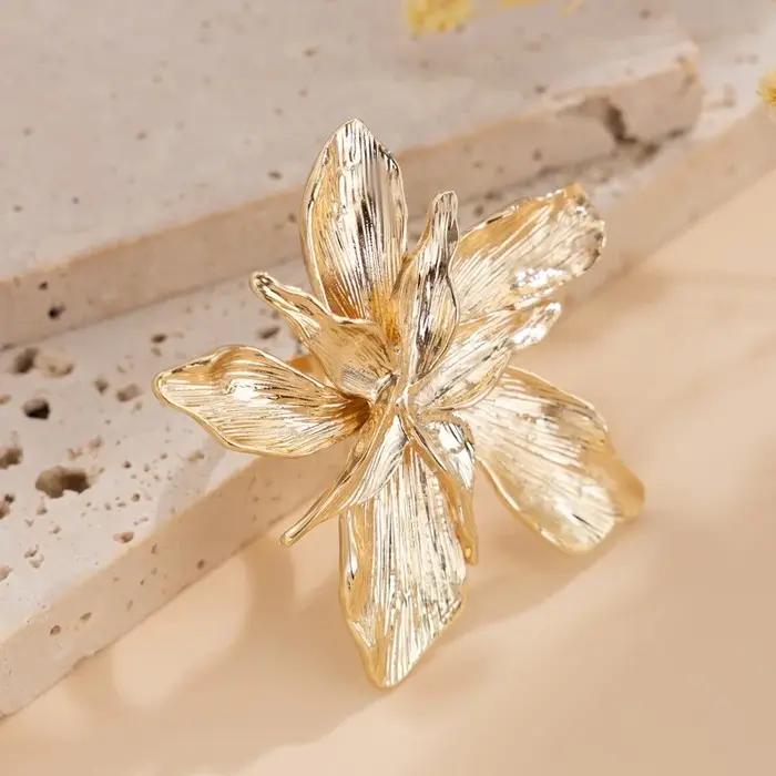 Bague Vintage à Grande Fleur Femme Design Irregular Punk Bijou Fête Cadeau Remise Diplômes Occasions Spéciales