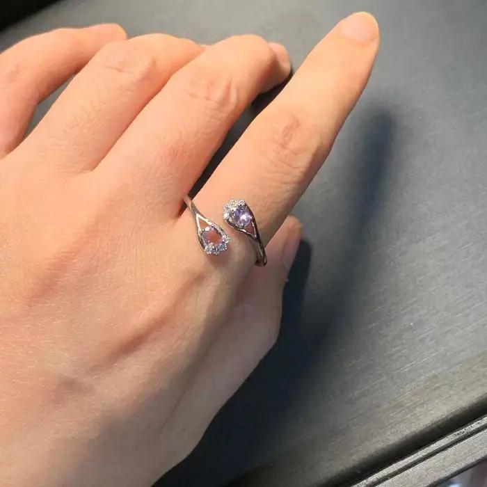 Bague Tanzanite naturelle Vintage pour femmes, en acier inoxydable, bijoux fins simples, pierre préc