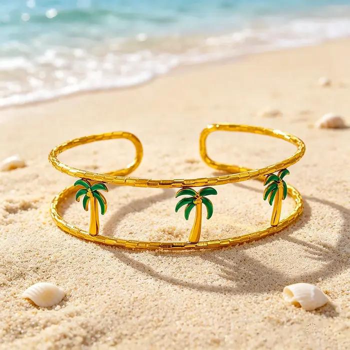 Bracelet double couche en acier inoxydable doré pour femme