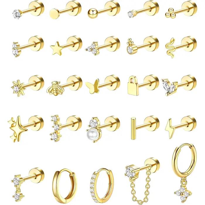 Bobisty 1pc boucles d'oreilles chirurgicales en acier inoxydable