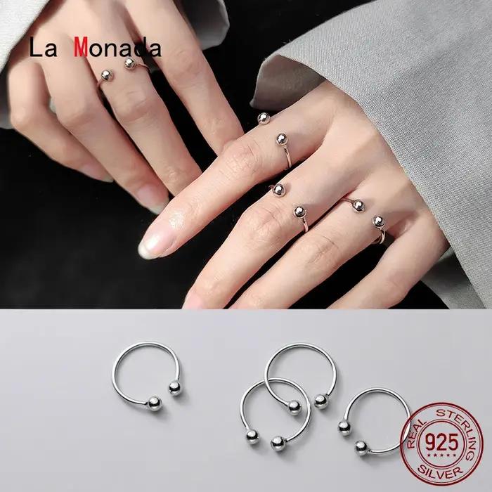 La Monada perle femmes bague 925 en argent Sterling bagues minimalistes