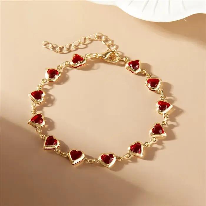 Bracelet en cristal en forme de cœur pour femmes
