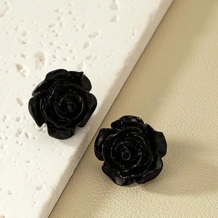 Obega fleur forme Trio boucles d'oreilles pour femmes rouge noir blanc résine fleurs boucle d'oreille goujon Vintage mignon fille enfant poste cadeau