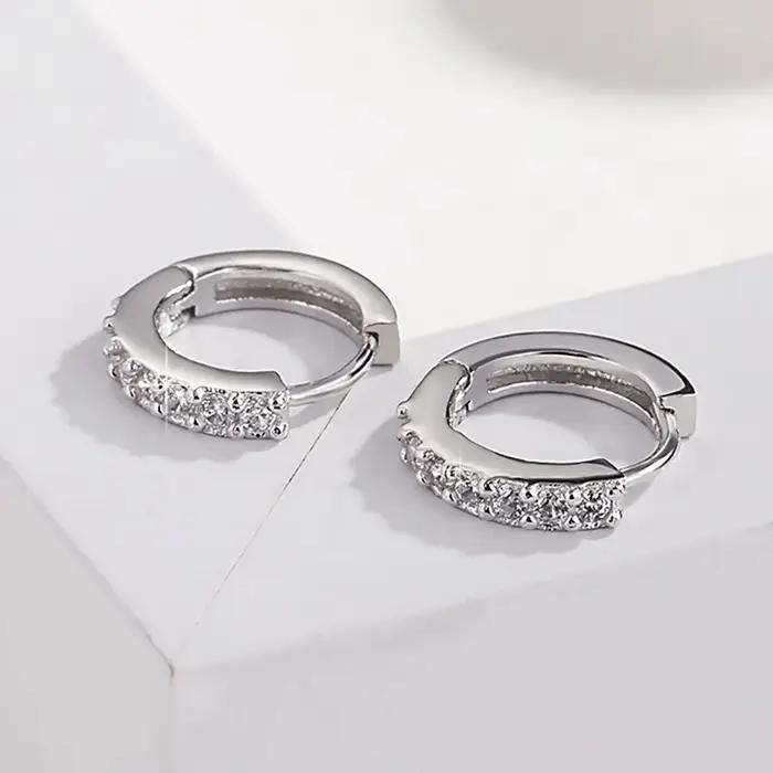 ALIZERO 925 boucles d'oreilles en argent Sterling cristal cercle