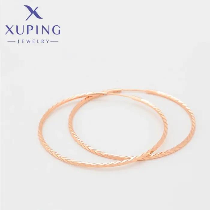 Xuping-Boucles d'oreilles créoles en or rose pour femme