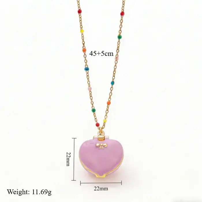 Collier Cœur Ouvert/fermé avec Pendentif Bague pour Femme