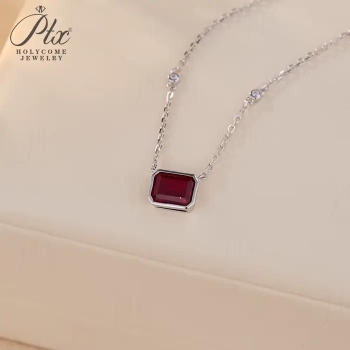Pendentif en argent sterling 925 avec rubis taille émeraude pour occasions spéciales bijoux de fête cadeau d'anniversaire et de mariage