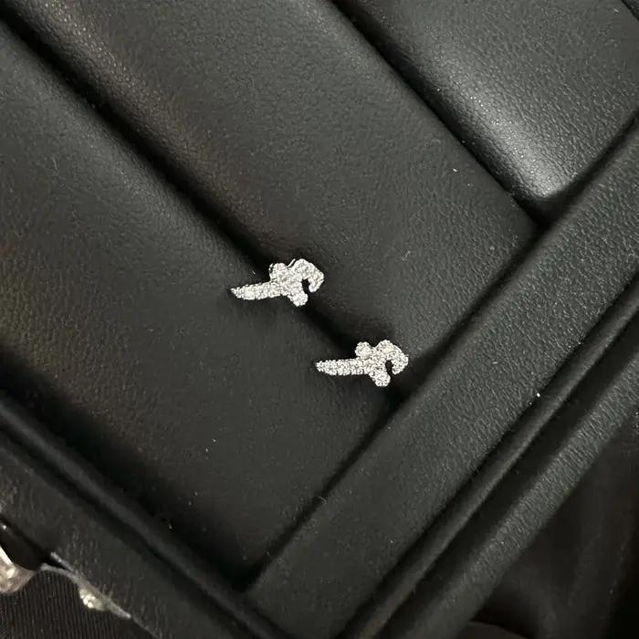 Boucles d'oreilles en plaqué argent avec lettres d'amour arabes zircon AAA pour femmes occasions spéciales mariage anniversaire cadeau romantique