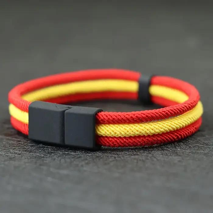 Nouveau Colorblock drapeau symbole Bracelet hommes 3 couches ouvrable aimant boucle Nylon cordon chaîne Braslet nautique